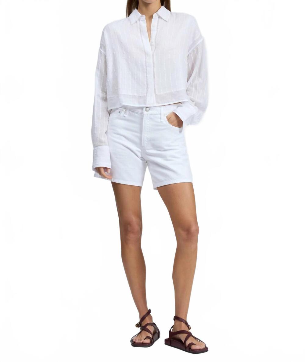 NEW RAG & BONE marin long sleeve combo shirt in white